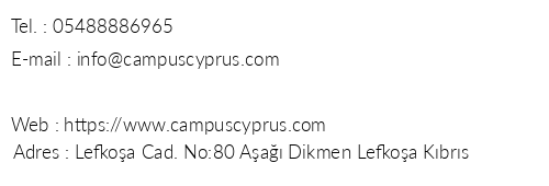 Campus Cyprus telefon numaralar, faks, e-mail, posta adresi ve iletiim bilgileri
